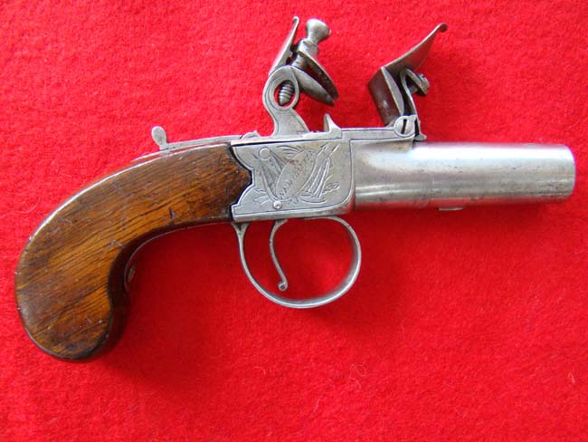 An English flintlock .48 cal. pocket pistol by Johnson of New Castle circa 1790